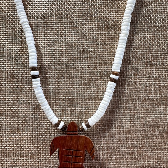 Hawaii Koa Wood Honu Sea Turtle Opihi Shell Necklace Choker Hiechi Beads - Picture 7 of 12
